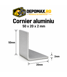 Cornier aluminiu 50 x 20 x 2 mm, 6 metri (EN AW-6060)